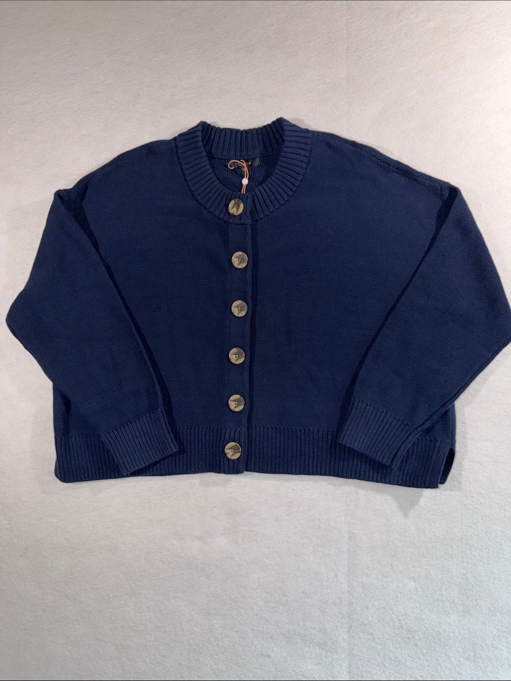 Quince 💯 organic cotton Navy Button-Front Knit Cardigan